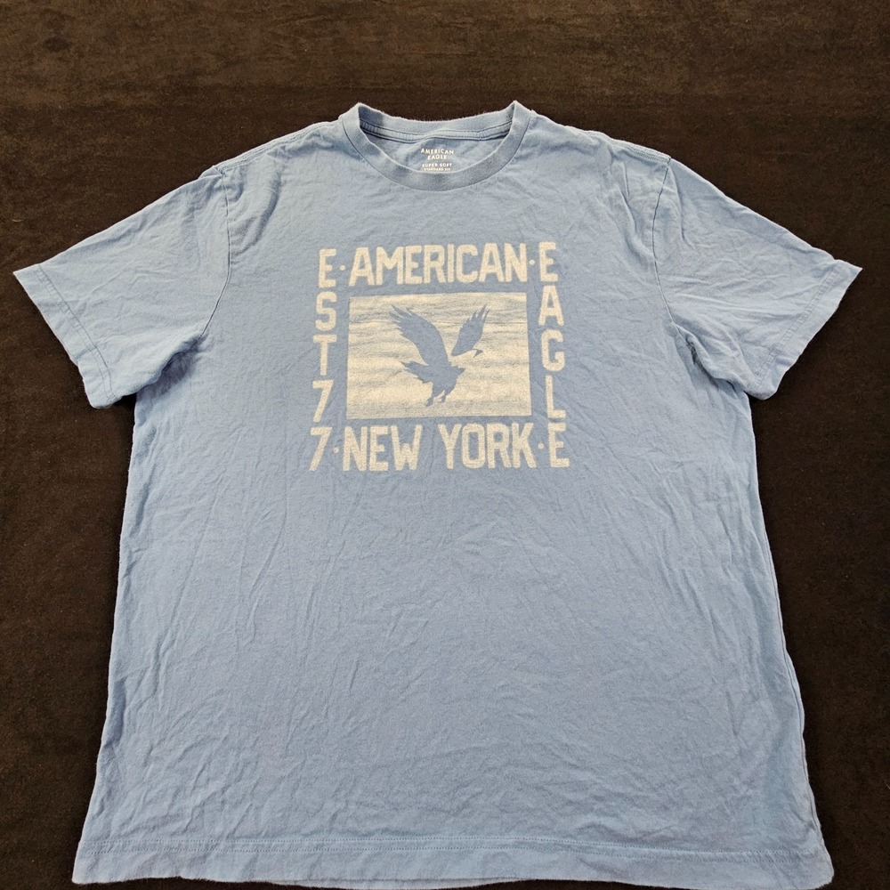 American Eagle New York Blue Short Sleeve Standard Fit T-Shirt Men's L